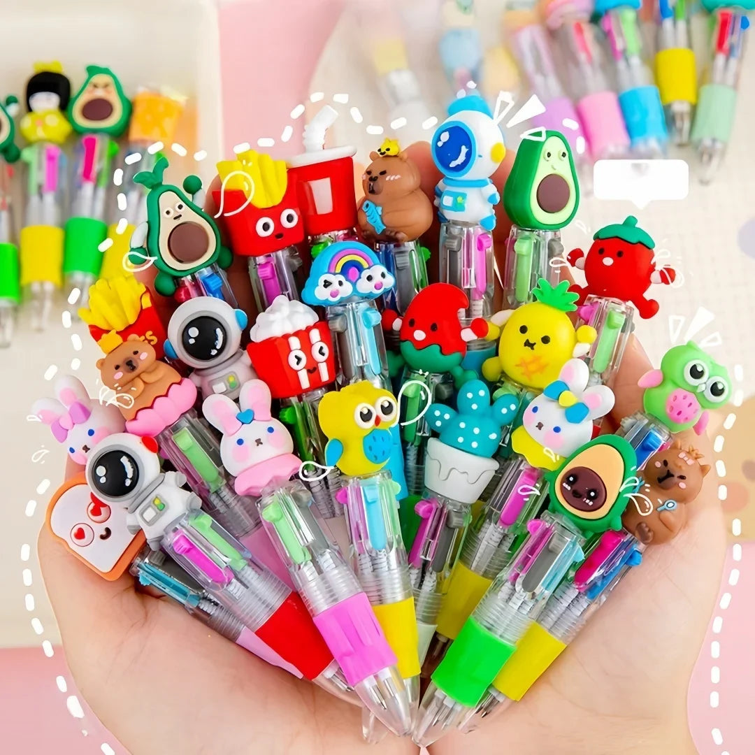 Random 10-30Pcs Mini Multicolor Pens in One 4-in-1 Cute Pens